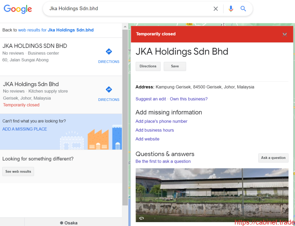 Exporter JKA HOLDINGS SDN BHD Trade Trade